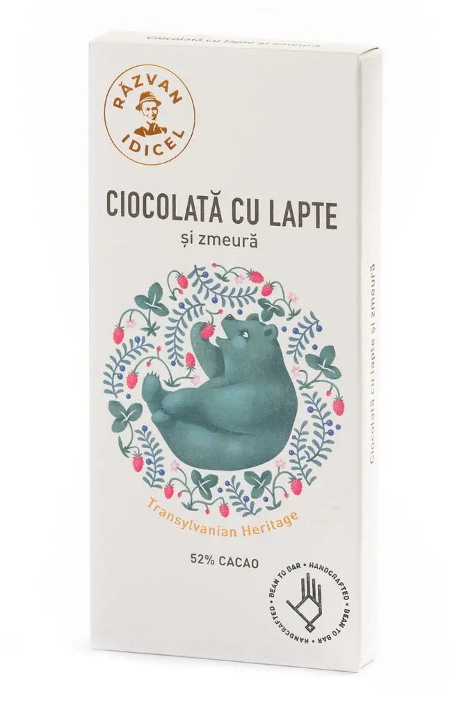 Ciocolata Razvan 52 cacao cu lapte si zmeura 70g